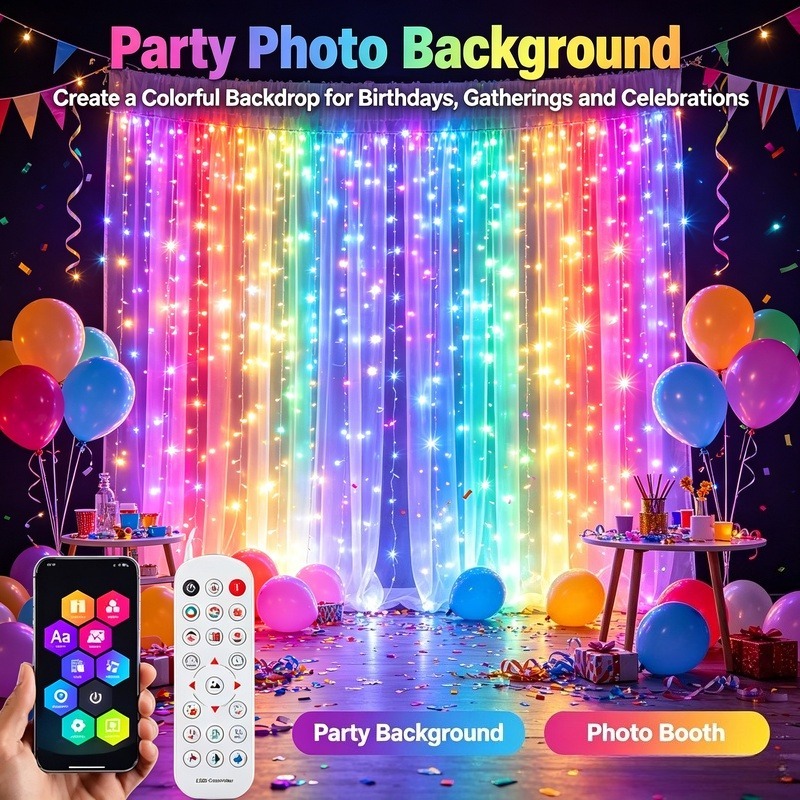 Luces LED para Cortinas Contro - Lighting Christmas Decor reseña y precio